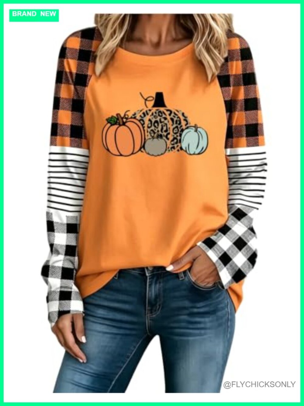 Plus Size Fall Shirts Long Sleeve Thanksgiving Pumpkin Tee